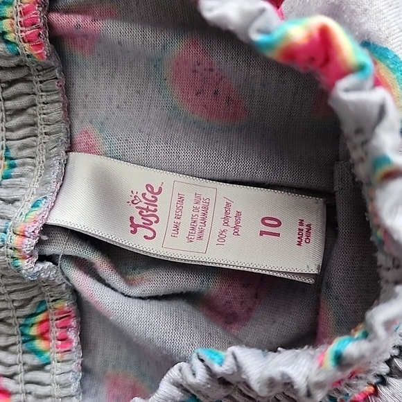 Justice girls pink grey watermelon rainbows shorts 10 - Picture 2 of 3